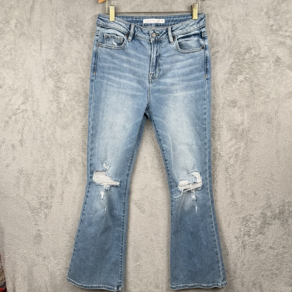 Altar'd State High Rise Flare Ripped‎ Blue Jeans Womens 28 Medium Wash Casual